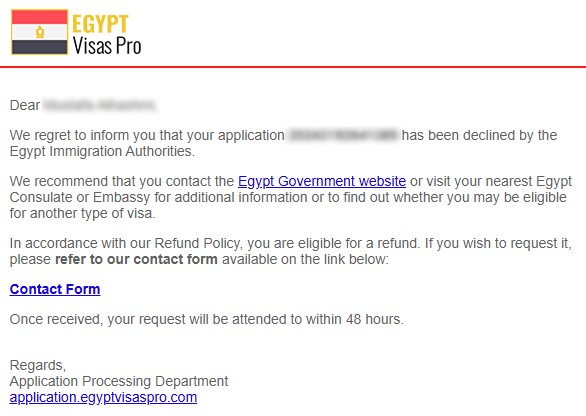 egypt visa email denied egypt visa email denied